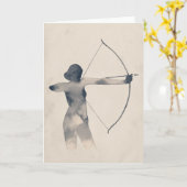 Archeress Watercolor Silhouette Kaart (Gele Bloem)