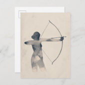 Archeress Waterverf Silhouette Briefkaart (Voorkant / Achterkant)