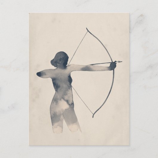Archeress Waterverf Silhouette Briefkaart (Voorkant)