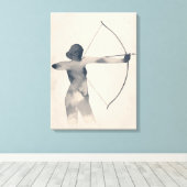 Archeress Waterverf Silhouette Canvas Afdruk (Insitu (Houten vloer))