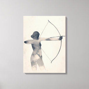 Archeress Waterverf Silhouette Canvas Afdruk