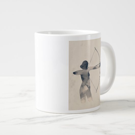 Archeress Waterverf Silhouette Grote Koffiekop (Voorkant rechts)