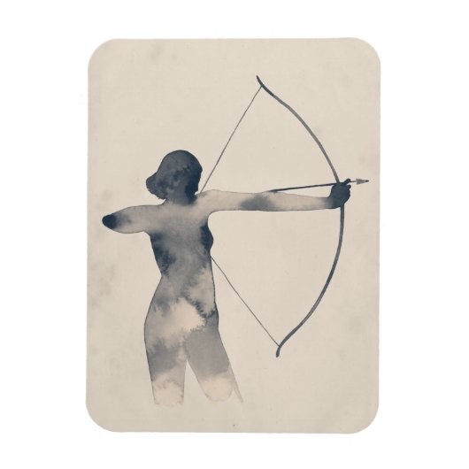 Archeress Waterverf Silhouette Magneet (Verticaal)