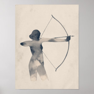 Archeress Waterverf Silhouette Poster