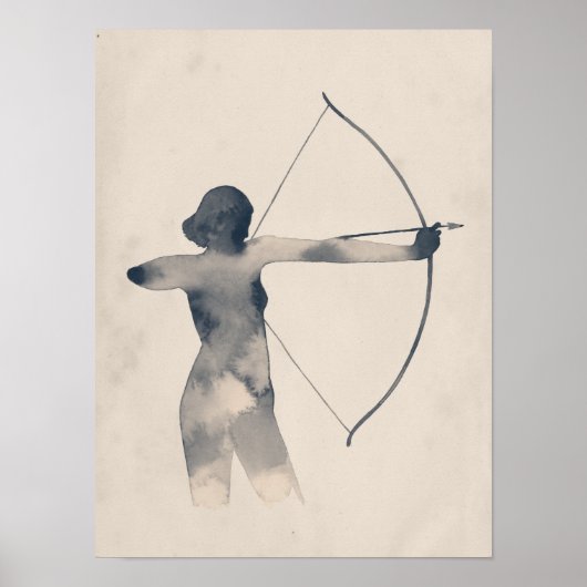 Archeress Waterverf Silhouette Poster (Voorkant)