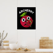 Archerry Funny Fruit Archery Pun Dark BG Poster (Keuken)