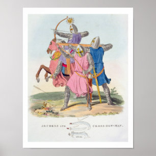 Archers and a Cross-bowman, 1312, uit 'Ancient Ar' Poster
