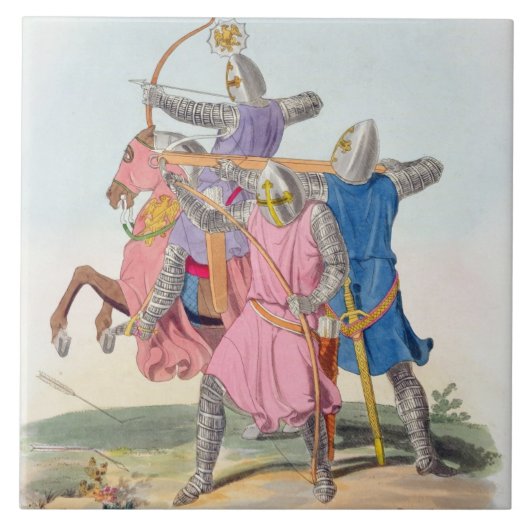 Archers and a Cross-bowman, 1312, uit 'Ancient Ar' Tegeltje (Voorkant)