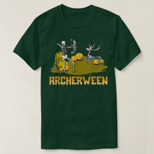 Archerween Skeleton Archery Bow Hunting Halloween T-shirt (Design voorkant)