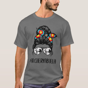 Archery Abuela Life Messy Bun Hair Glasses Moeder T-shirt