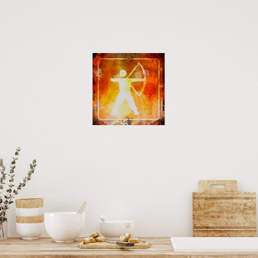 Archery Ahead Highway Road Sign Grunge Poster (Keuken)