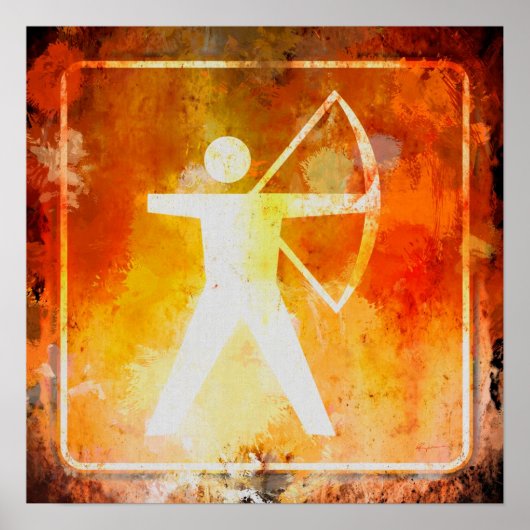 Archery Ahead Highway Road Sign Grunge Poster (Voorkant)