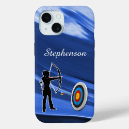 Archery - Archer Silhouette and target Personalize iPhone 15 Case