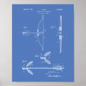 Archery Bow 1929 Patent Art Blueprint Poster (Voorkant)