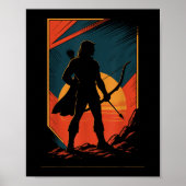 Archery Bow Archer Sunset Silhouette Hunter Poster (Voorkant)