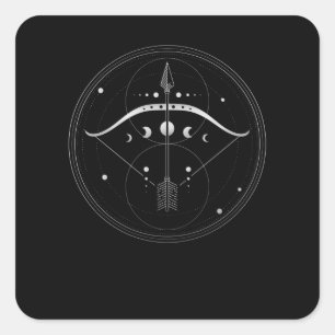 Archery Bow en Arrow Sacred Geometry Vierkante Sticker