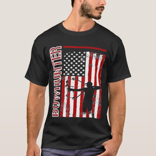 Archery Bowhunter Patriotic American Flag Idee T-shirt (Voorkant)