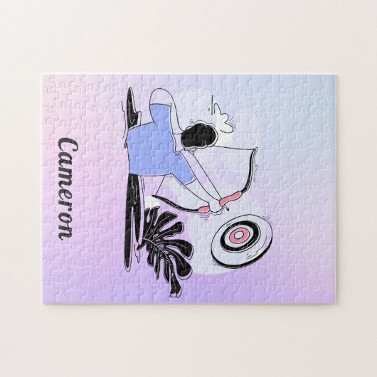 Archery Bullseye & Archer Modern Gradient & Name Legpuzzel (Horizontaal)