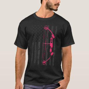 Archery Compound Bow USA American Flag Bowhunting T-shirt
