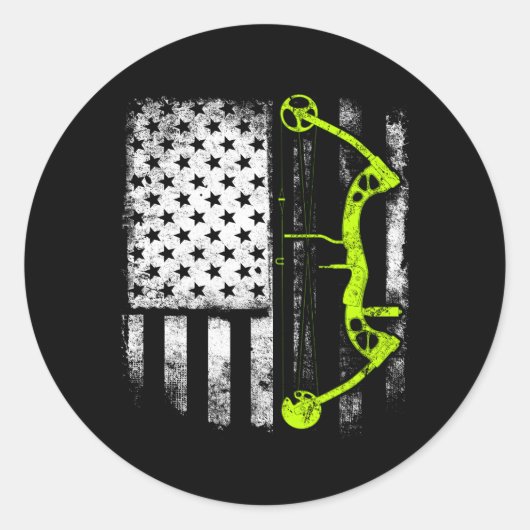 Archery Compound Bow Usa-vlag Ronde Sticker (Voorkant)