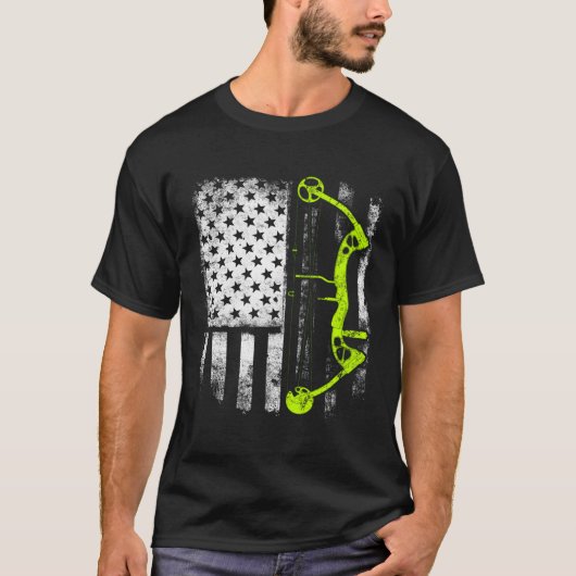 Archery Compound Bow Usa-vlag T-shirt (Voorkant)