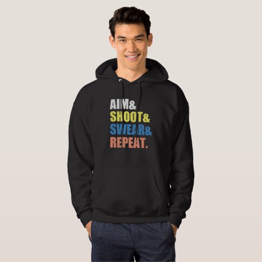 Archery Darts Billard  Aim Shoot Swear Repeat Hoodie (Voorkant volledig)
