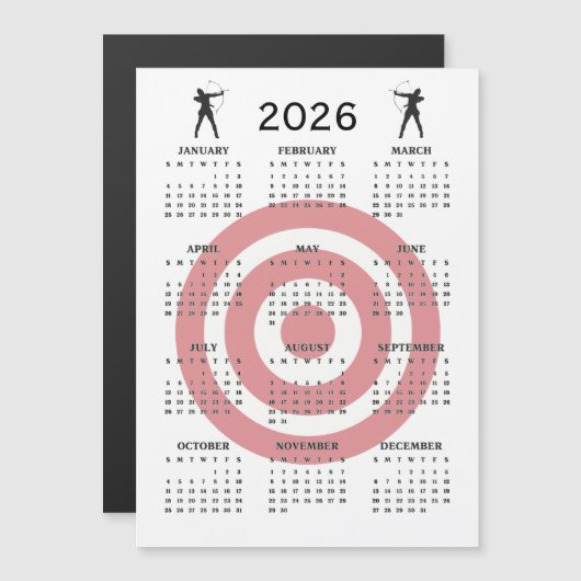 Archery Design 2026 Calendar Magnetic Card (Voorkant / Achterkant)