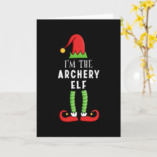 Archery Elf met kerstcadeau Kaart (Gele Bloem)