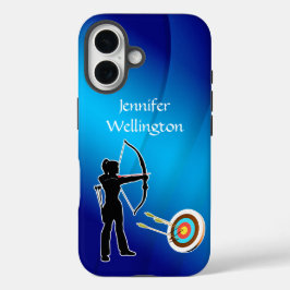 Archery Female Archer Silhouette and Target iPhone 16 Hoesje