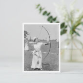Archery Geschiedenis Vrouw Archer 1915 Foto Briefkaart (Staand voorkant)