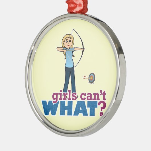 Archery Girl in Blue - Blonde Metalen Ornament (Links)