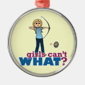 Archery Girl in Blue - Blonde Metalen Ornament (Voorkant)