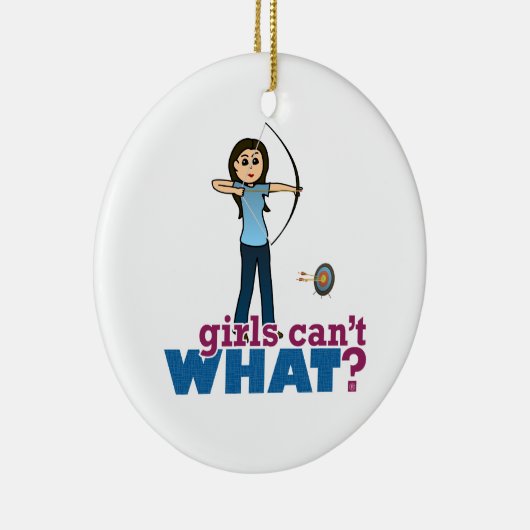 Archery Girl in Blue - Light Keramisch Ornament (Rechts)