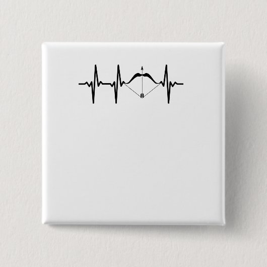 Archery Heartbeat Bow and Arrow Archer Vierkante Button 5,1 Cm (Voorkant)