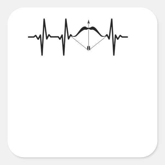 Archery Heartbeat Bow and Arrow Archer Vierkante Sticker (Voorkant)