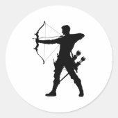 Archery hunter silhouet ronde sticker (Voorkant)
