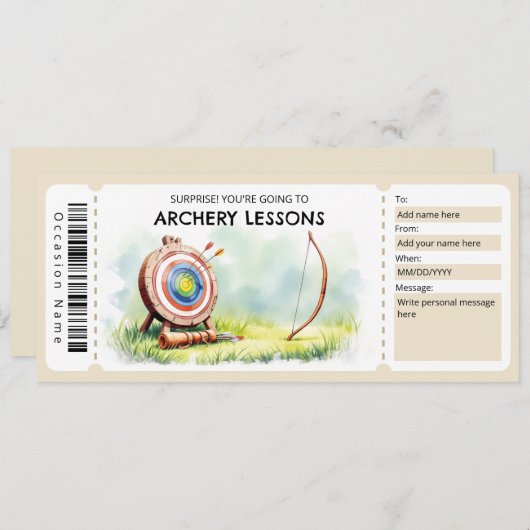 Archery Lessons Gift Voucher Kaart (Voorkant / Achterkant)