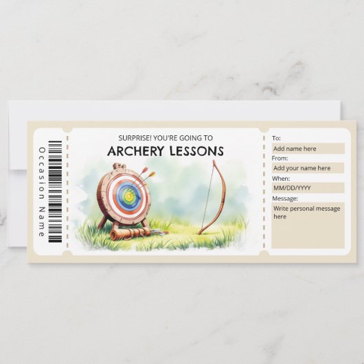 Archery Lessons Gift Voucher Kaart (Voorkant)