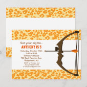 Archery met Colorful Camo Birthday-uitnodiging Kaart (Voorkant / Achterkant)