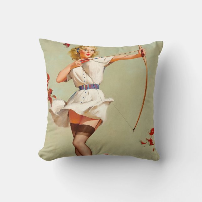 Archery Pin-Up Girl Kussen (Voorkant)