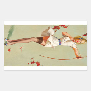 Archery Pin-Up Girl Rechthoekige Sticker