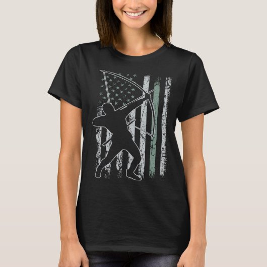 Archery Retro USA Flag 4th of July Archery T-shirt (Voorkant)