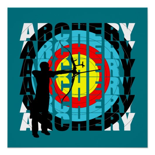 Archery Sport Cool Typografie Archers Grafisch Poster (Voorkant)
