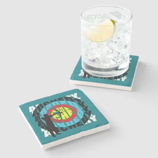 Archery Sport Cool Typografie Archers Grafisch Stenen Onderzetter (Zijkant)