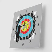 Archery Sport Cool Typografie Archers Grafisch Vierkante Klok (Hoek)