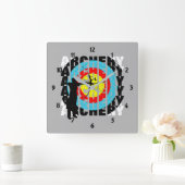 Archery Sport Cool Typografie Archers Grafisch Vierkante Klok (Huis)