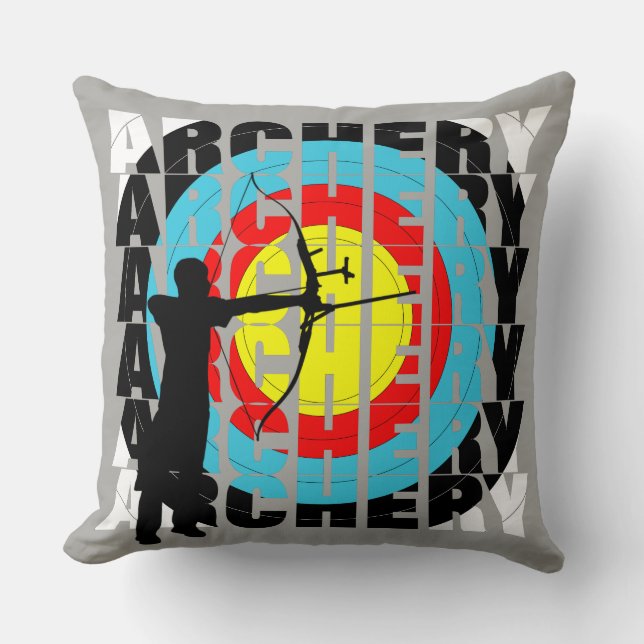 Archery Sport Cool Typografie Grafisch Kussen (Voorkant)