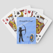 Archery Sport vrouw archer en doel Personaliseren Pokerkaarten (Achterkant)