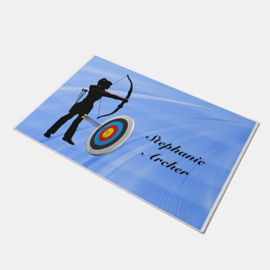 Archery Sport Vrouw Archer Target personaliseren Deurmat (Schuin)