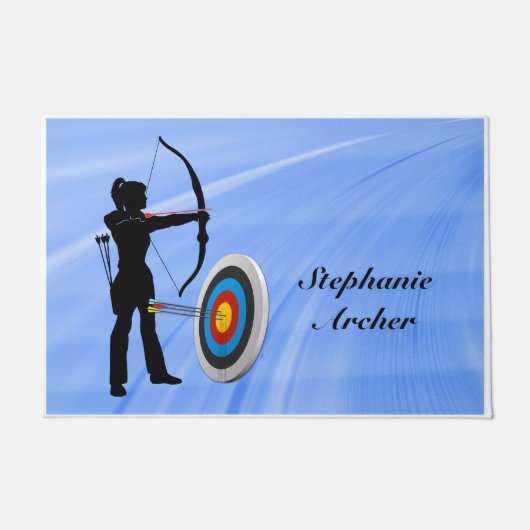 Archery Sport Vrouw Archer Target personaliseren Deurmat (Voorkant)